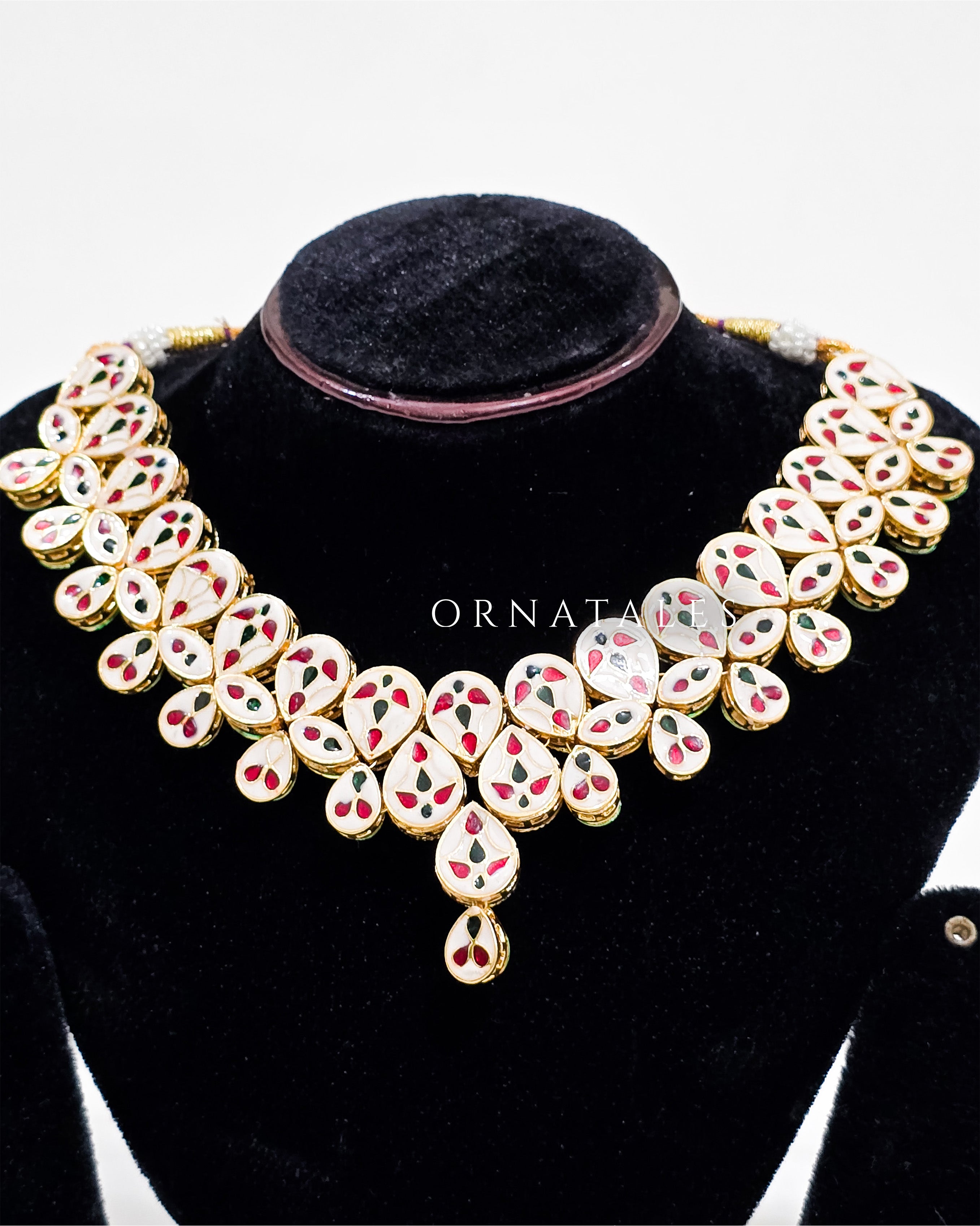 Rajleela Kundan Necklace Set with Meenakari Backside with Earrings & Tikli