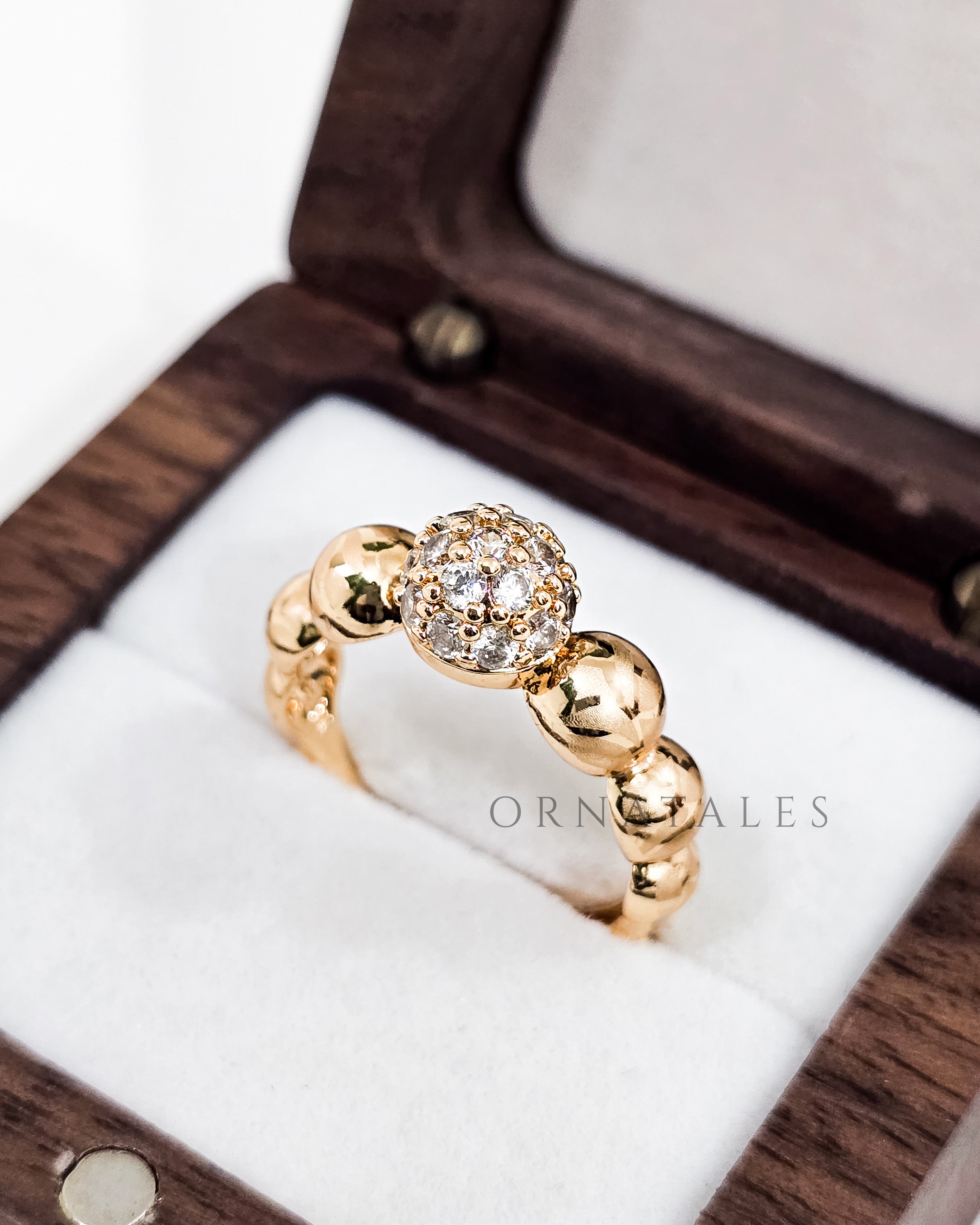 Bold Beaded Dome Ring – 925 Sterling Silver