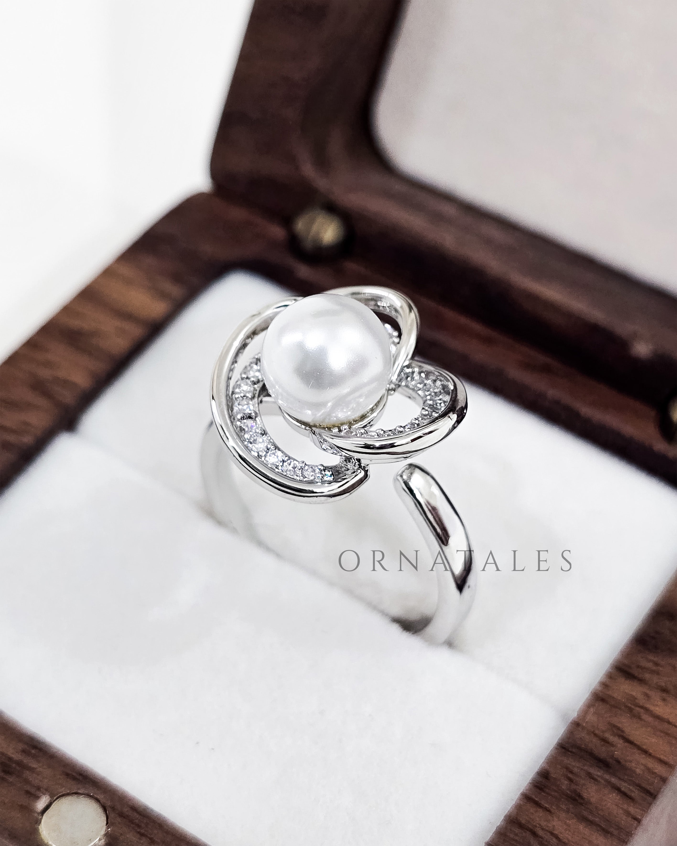 Pearl Bloom Ring – Silver Finish 925 Sterling Silver