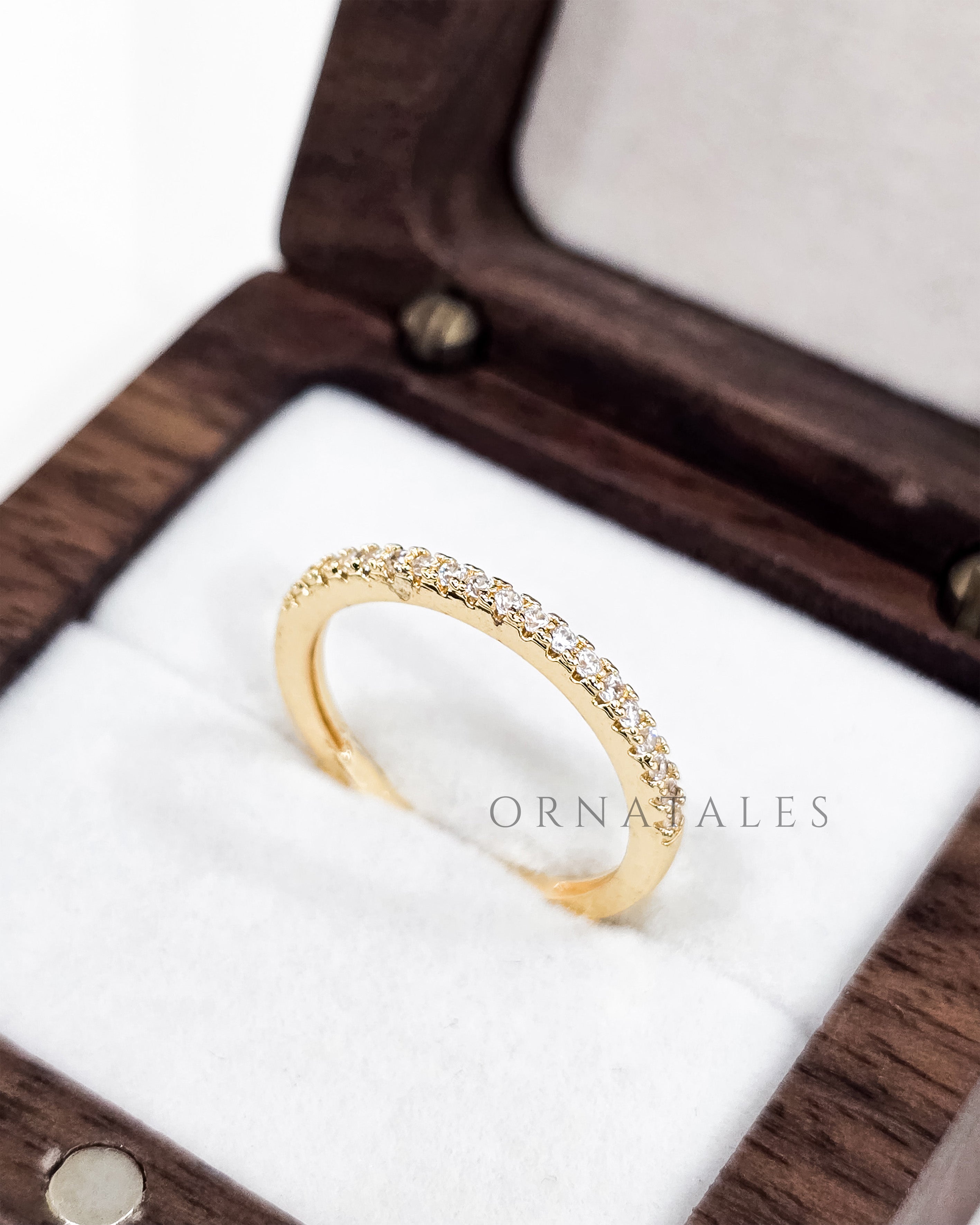 Golden Crystal Band – 925 Sterling Silver Gold-Finish Ring