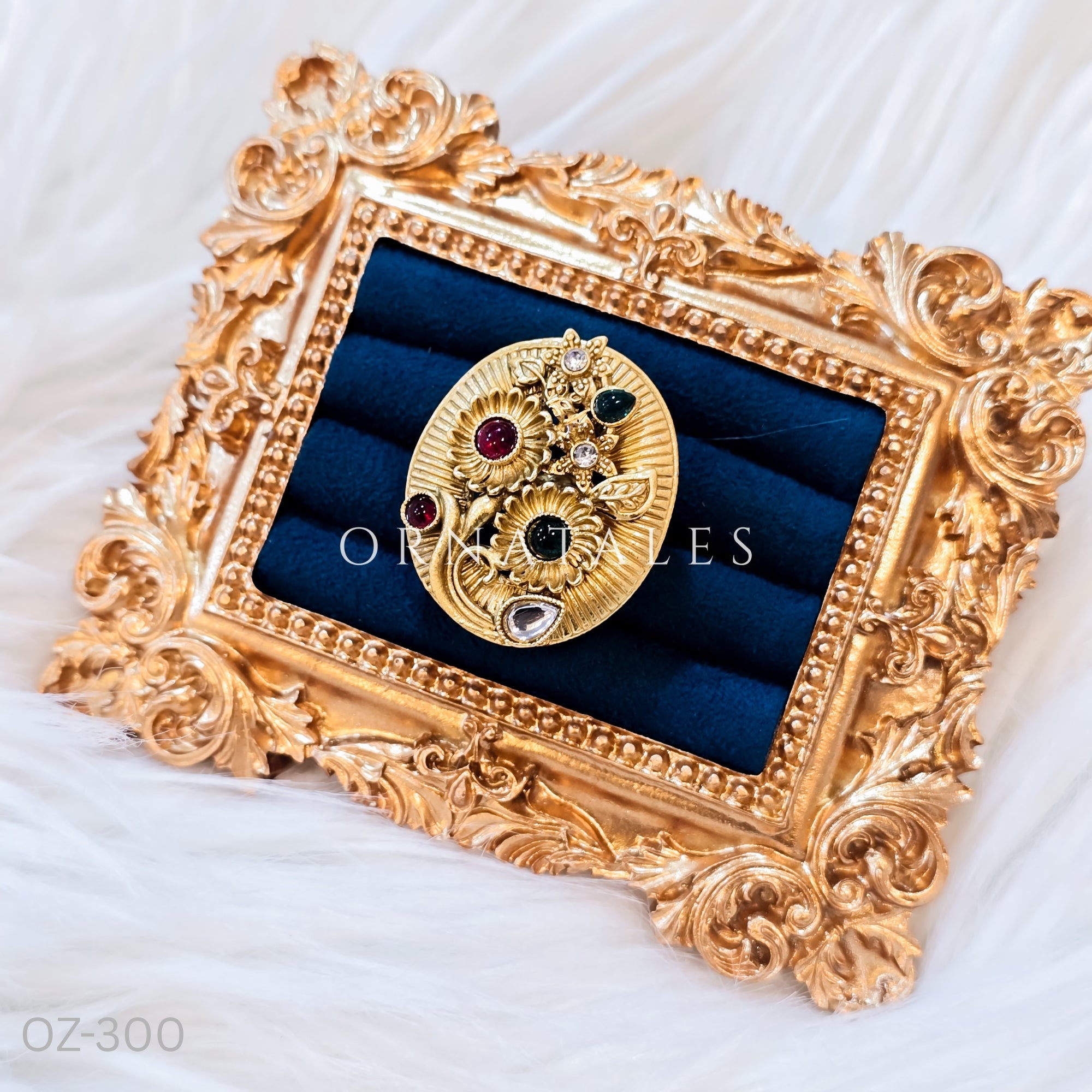 Matte Finish South Indian Temple Design Ring – Antique Look 1027