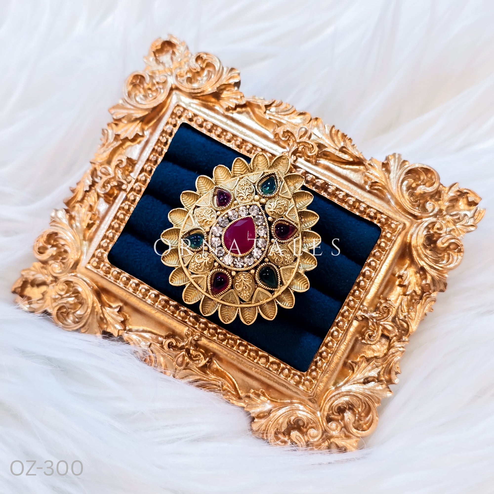 Matte Finish South Indian Temple Design Ring – Antique Look 1012