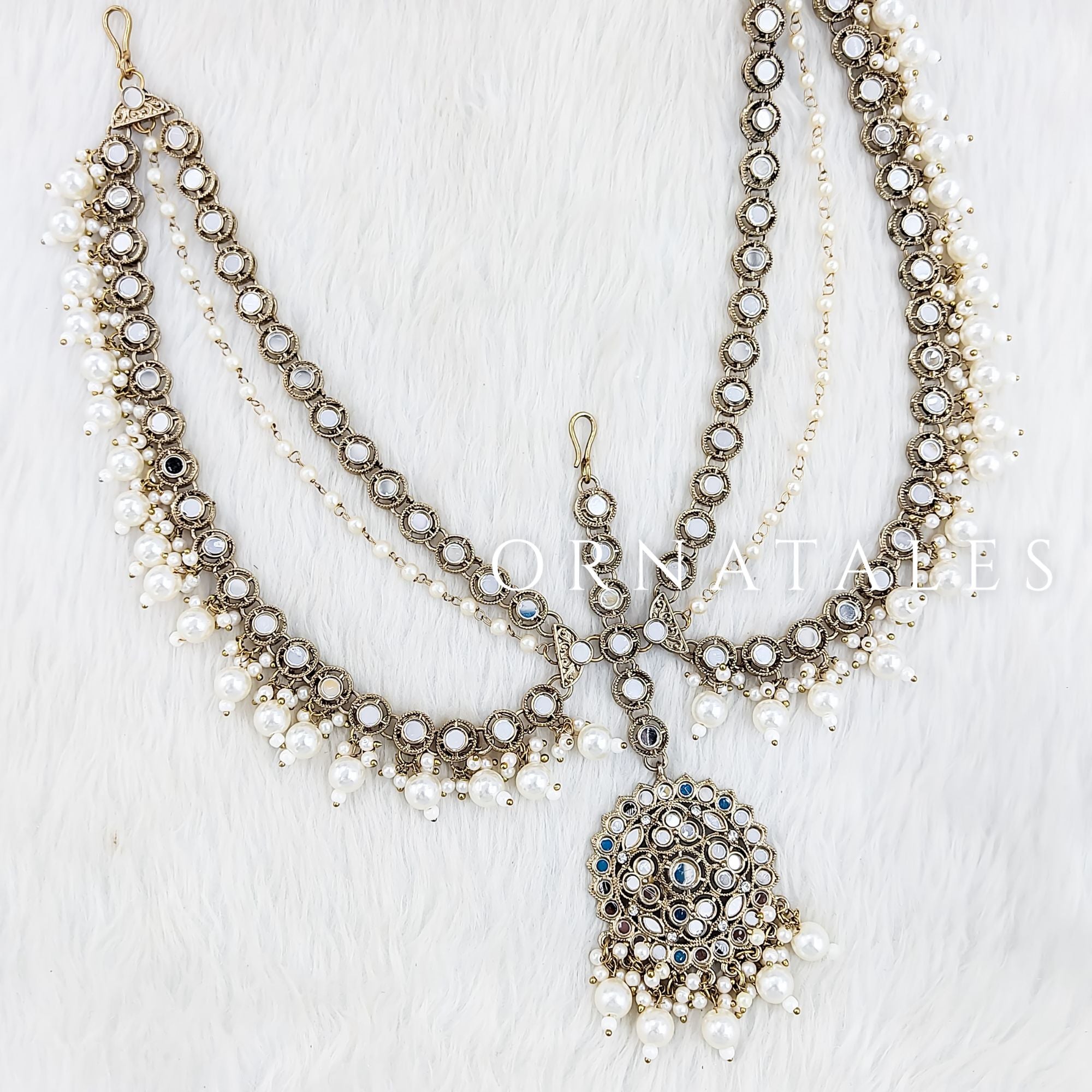 Pakistani Mirror Work Pearl Mathapatti  - 1008