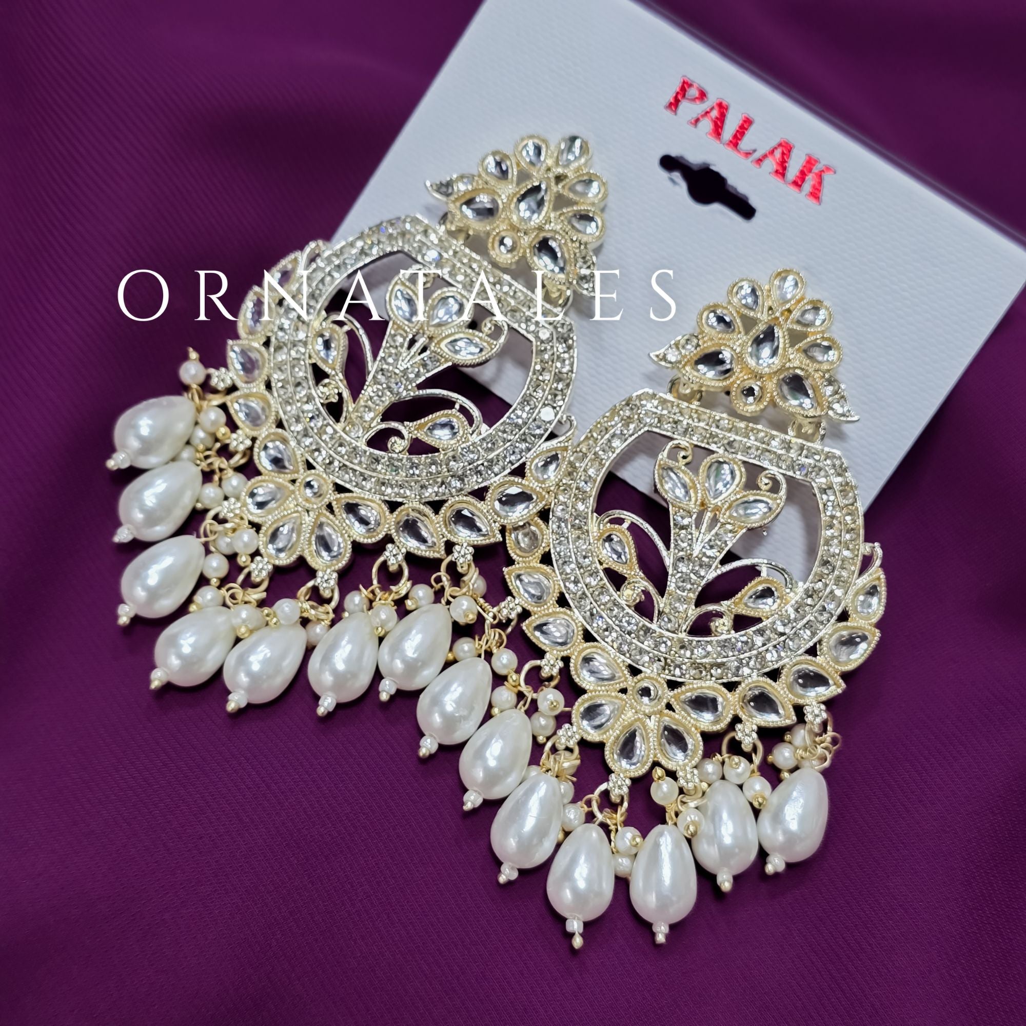 Pakistani Multani Kundan Chandbali Earrings - 1033