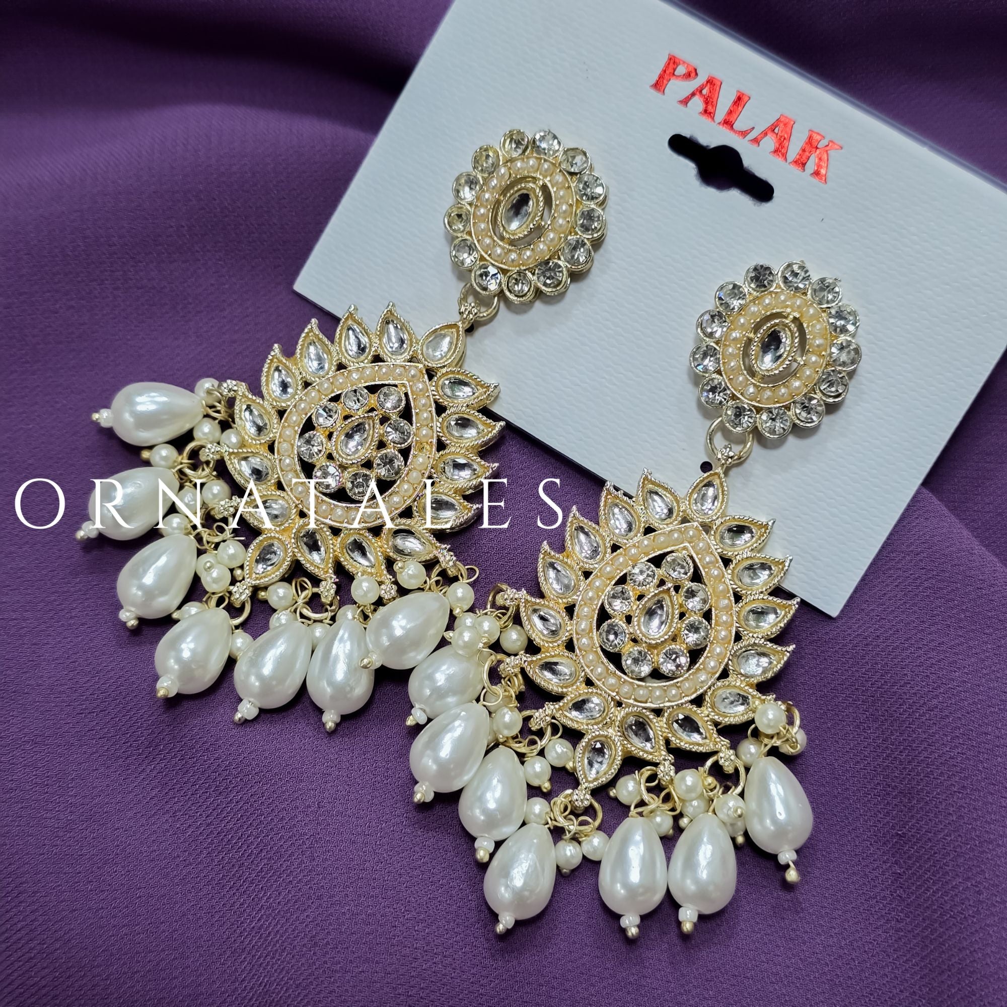 Pakistani Multani Kundan Chandbali Earrings - 1026